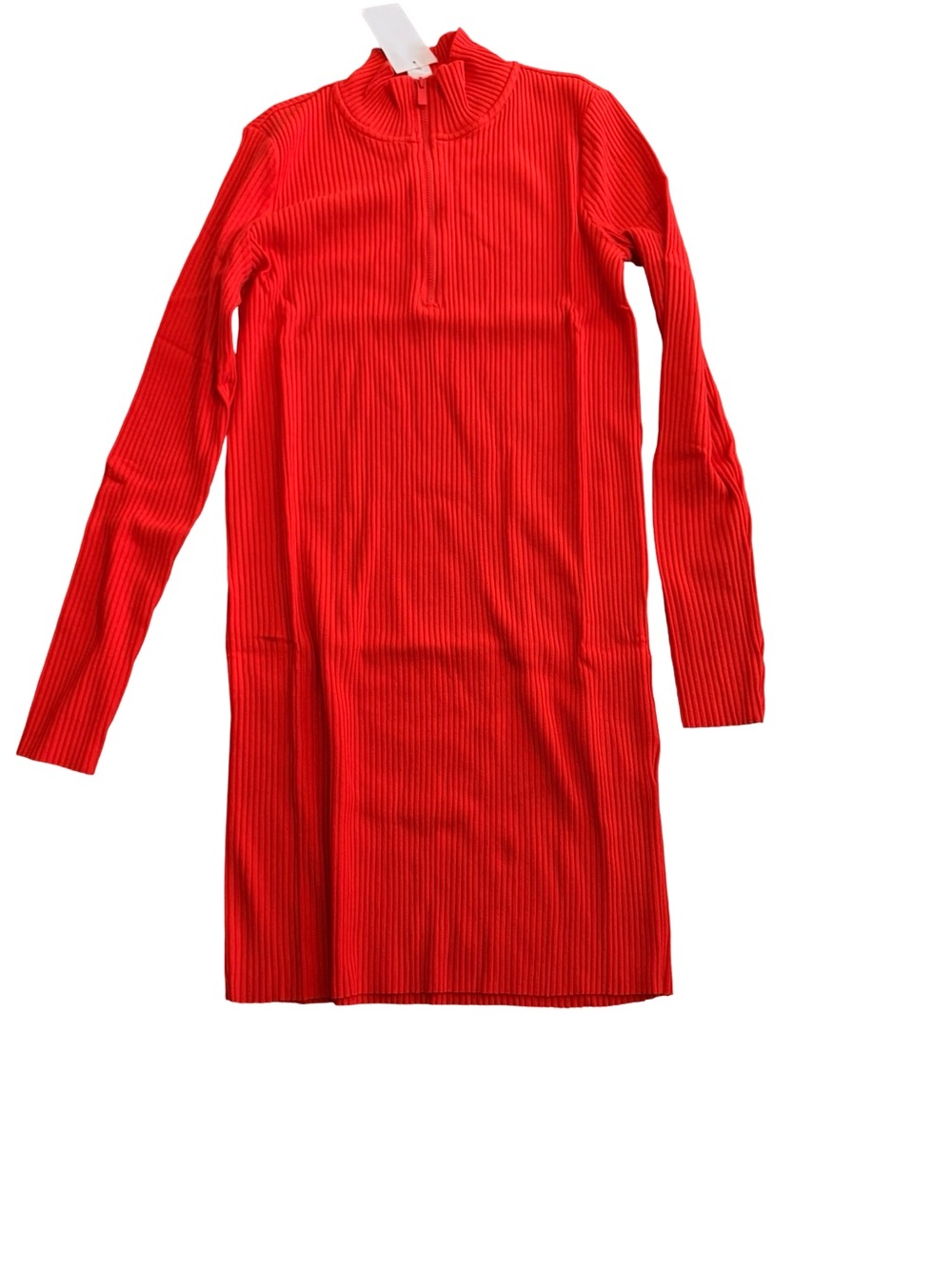 H&M Red Ribbed Mock Neck Sweater Dress